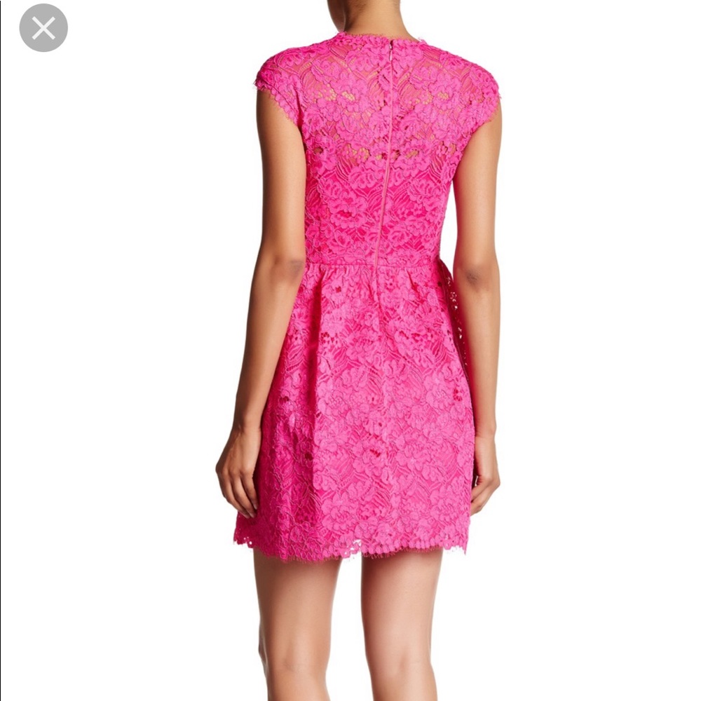 NWT Hot Pink Fit & Flare Lace Shoshanna Dress sz 0 - Picture 2 of 7